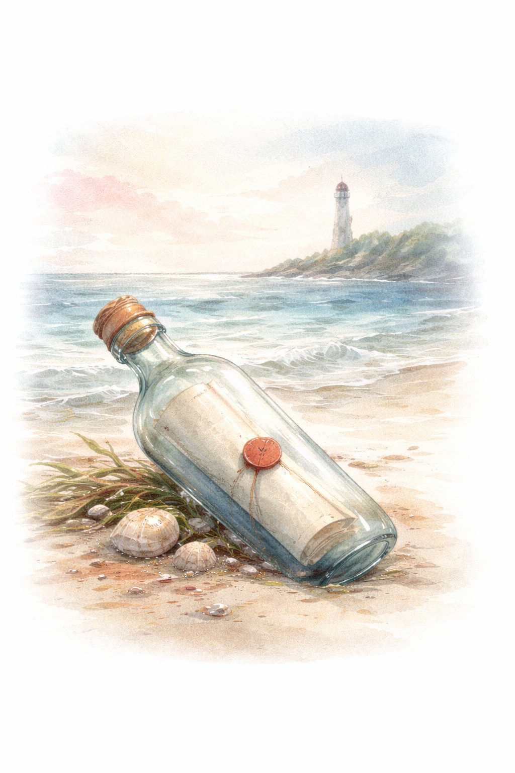 msg in a bottle illustration of a message in a bottle