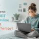 A teenager learning DBT skills calmly at home on a laptop, representing online DBT for teens from DBT Path