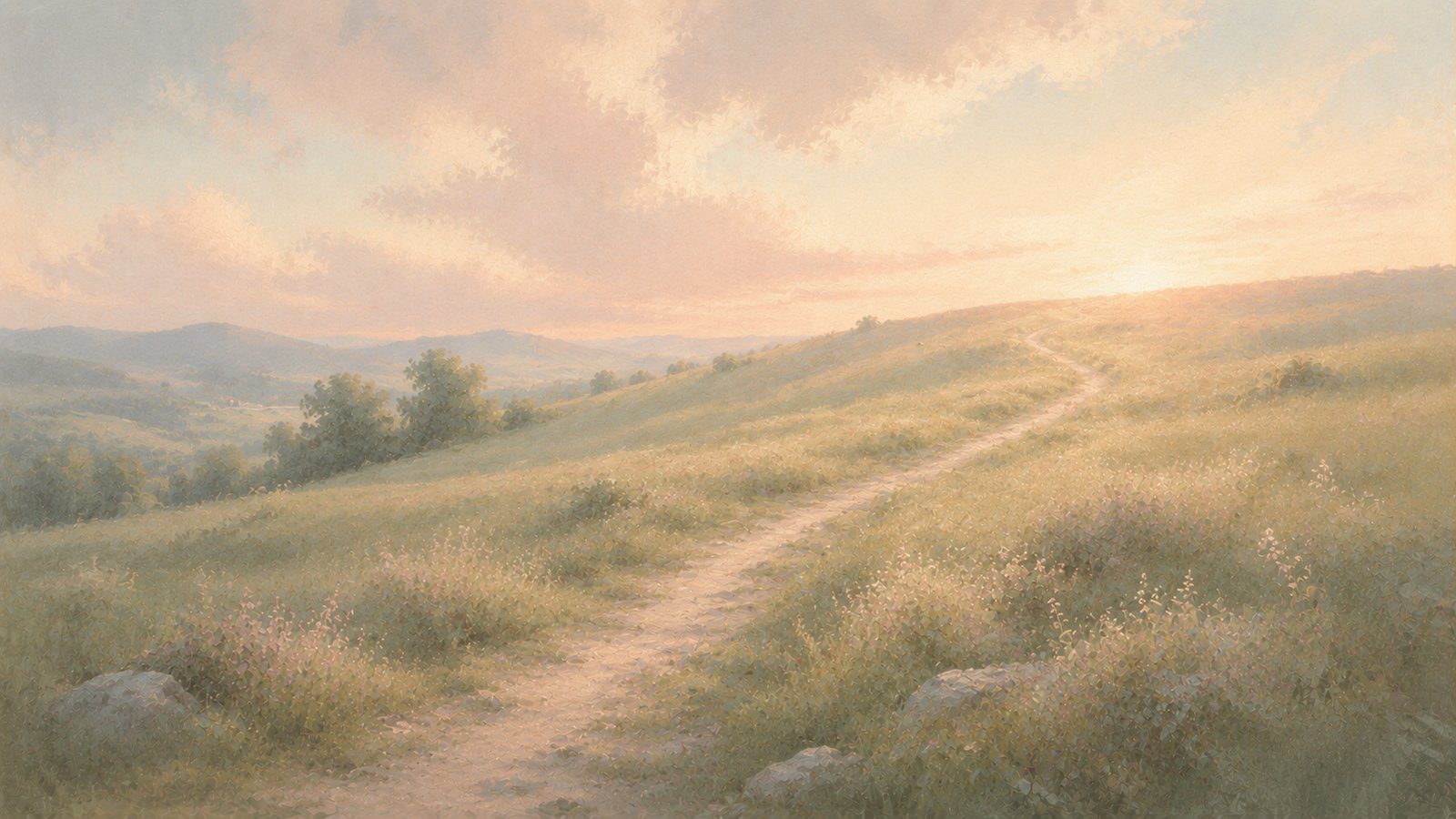 A gentle path winding up a hillside toward a bright horizon, illustrating the Cope Ahead skill in DBT