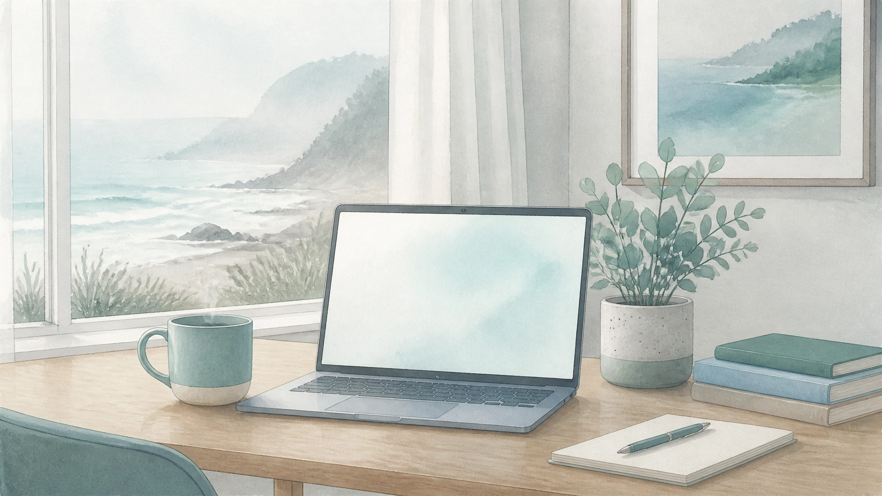 A person using AI as a therapist on a laptop at home in soft warm light