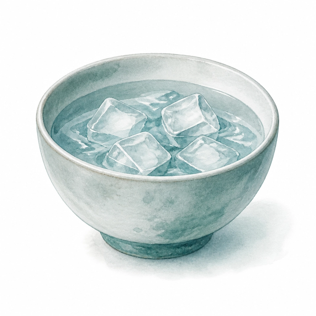 A minimalist illustration of a bowl of ice water for the TIPP Temperature skill